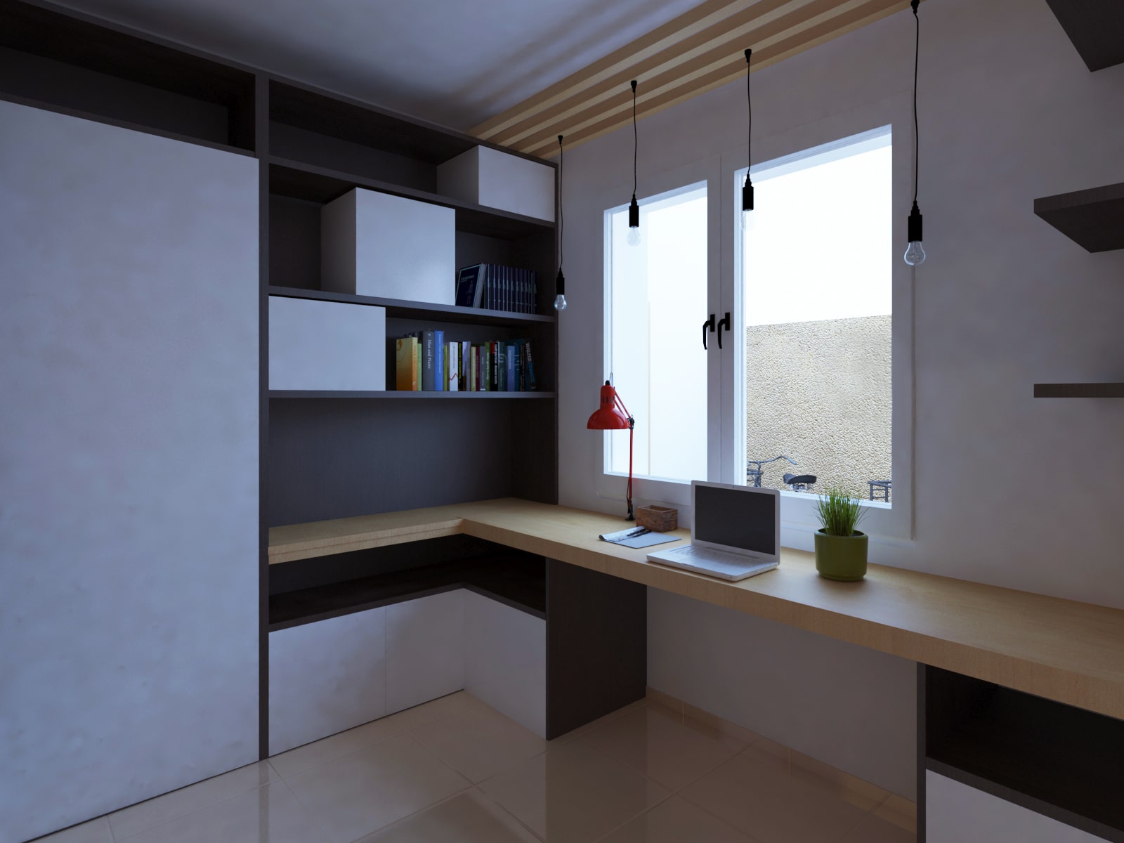 Render de una oficina. Proyecto Pau